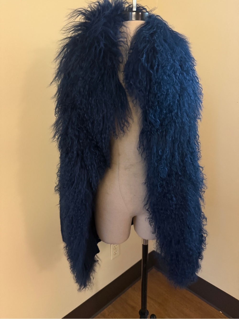 Elizabeth and James Deep Blue Faux Fur Cape Coat
